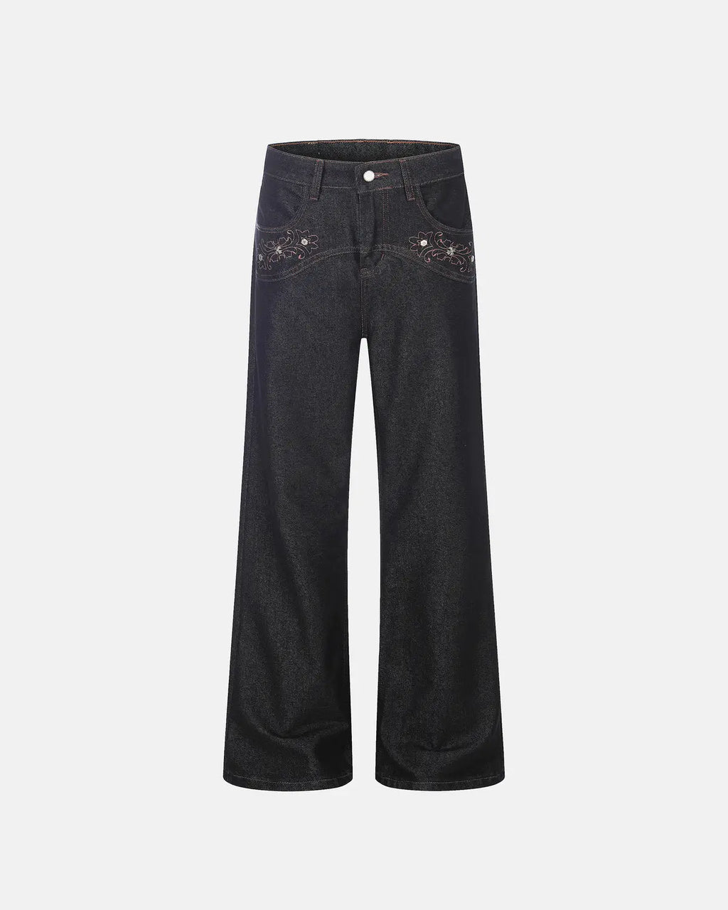 Vintage embroidered bootcut jeans from INFLATION Streetwear with detailed embroidery and classic denim style.