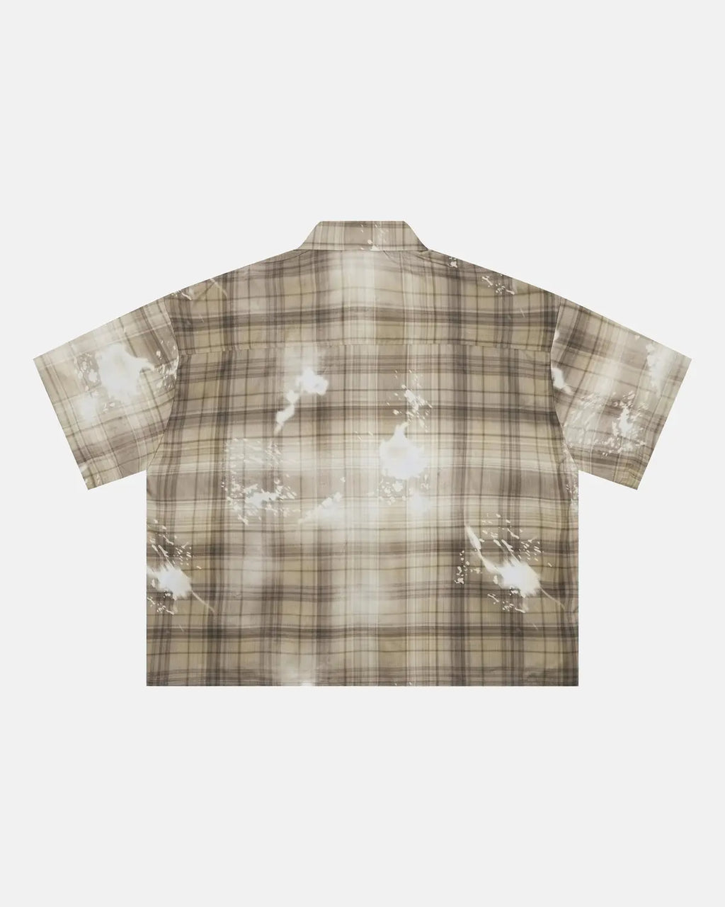 Inflation brand boxy Tencel washed plaid print shirt with a relaxed fit, featuring a classic plaid pattern and button-front design.