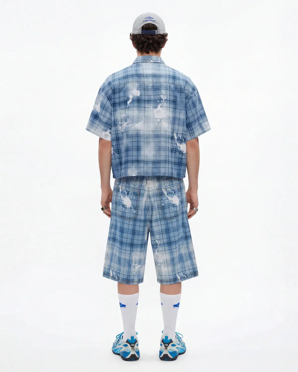 Inflation brand boxy Tencel washed plaid print shirt featuring a relaxed fit and casual streetwear style.