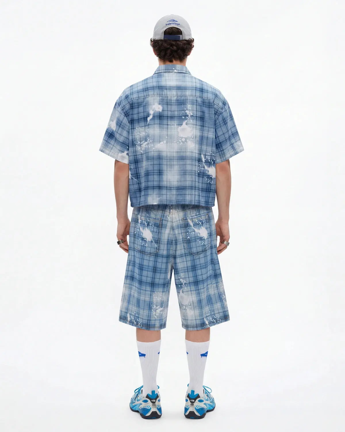 Inflation brand boxy Tencel washed plaid print shirt featuring a relaxed fit and casual streetwear style.