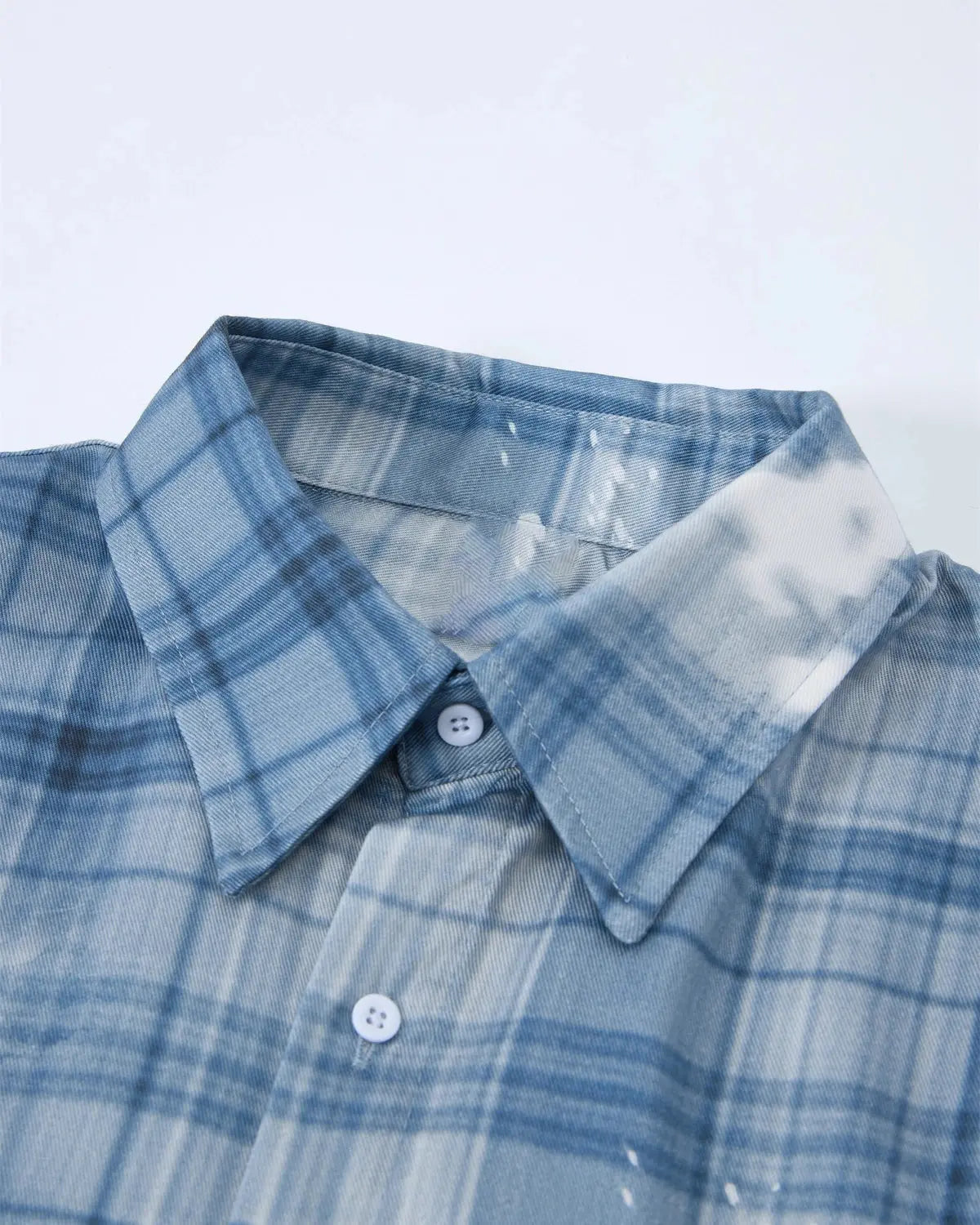 Inflation Streetwear boxy Tencel washed plaid print shirt with a relaxed fit and button-front design.