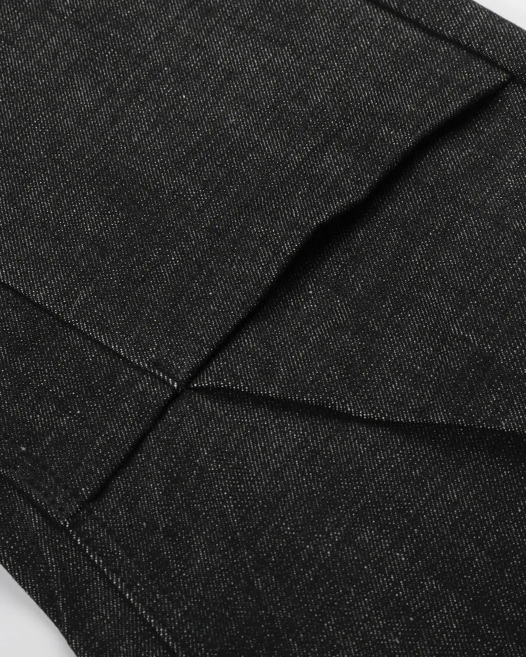 Inflation Button Detail Deconstructed Raw Baggy Jeans with visible metal buttons and distressed raw denim fabric.