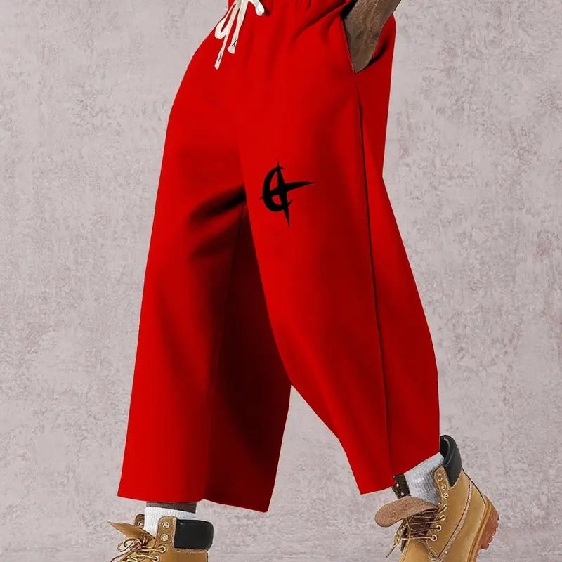 Men's Street Style Badge Graphic Loose Fit Sports Pants