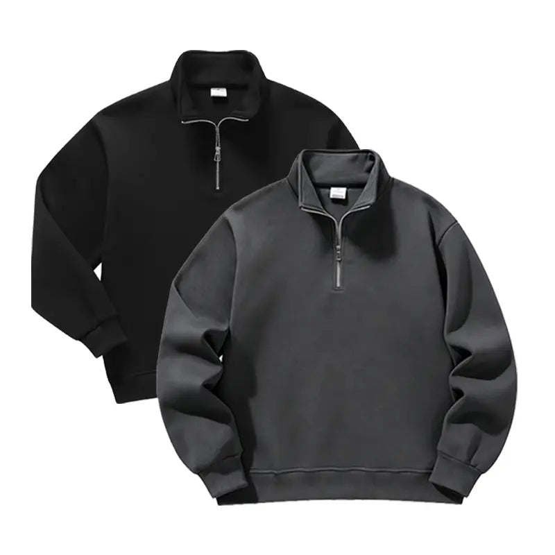 Men's Minimalist Half Zip Drop Shoulder Regular Fit Hoodie