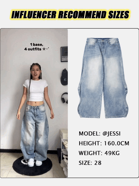 InflationUS Wave Washed Baggy Jeans hanging on a clothing rack, showcasing relaxed fit and faded denim texture.