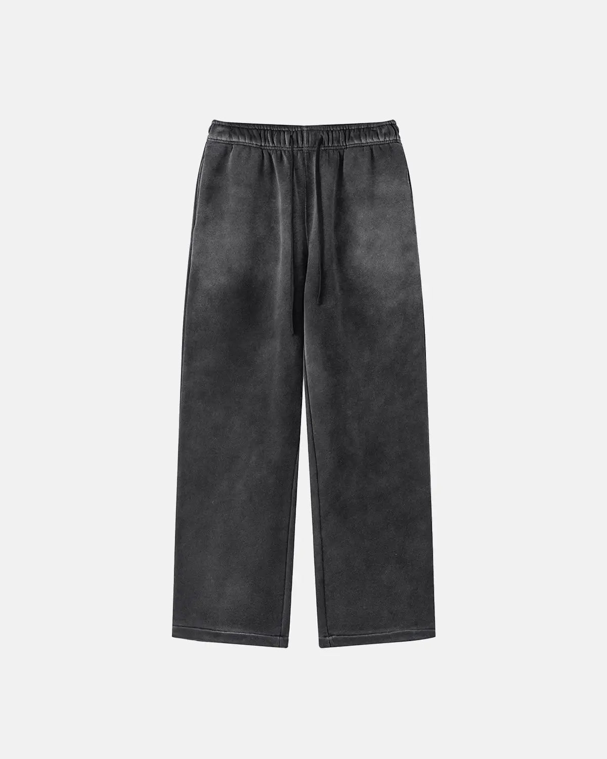Flation Straight-Leg Acid Wash Sweatpants showing relaxed fit and distressed fabric in a casual streetwear style.