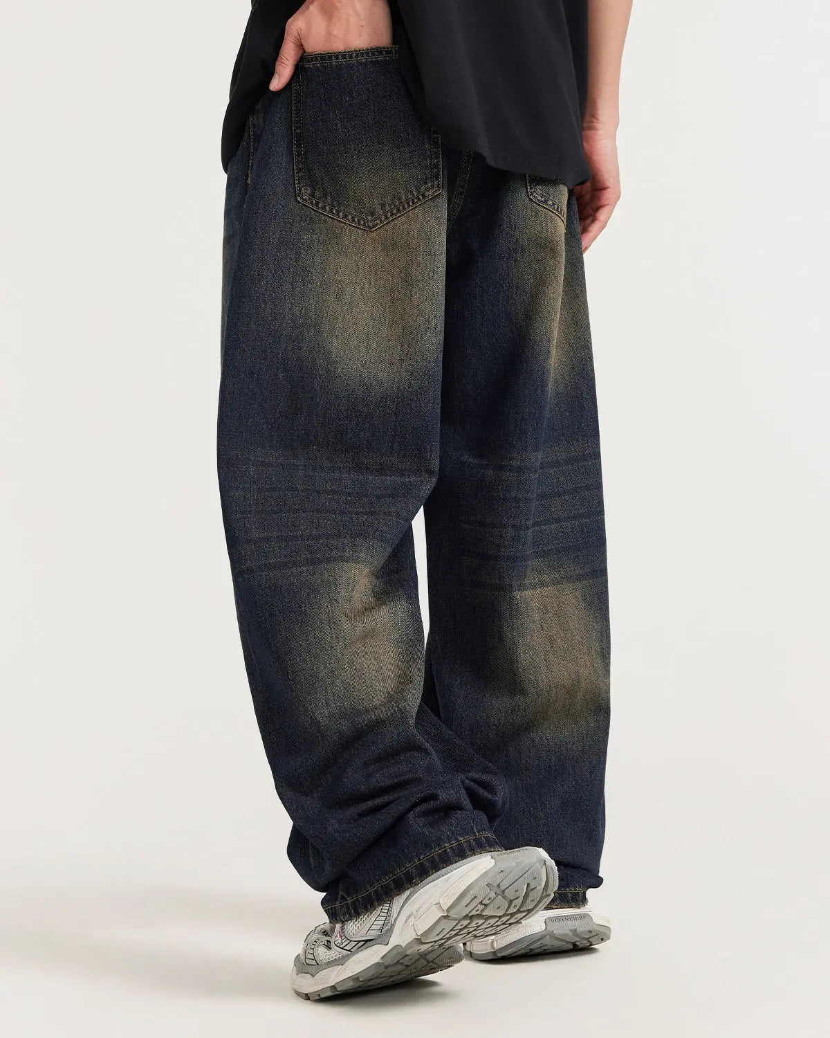 Inflation Monkey Wash Wide Leg Jeans featuring a relaxed fit and stylish denim wash, perfect for streetwear fashion.