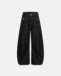 Contrast stitch baggy barrel jeans by INFLATION, showcasing relaxed fit and stylish design with prominent stitching details.