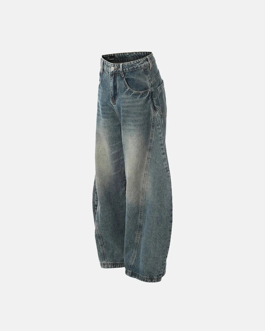Distressed Flation Streetwear supper baggy jeans, loose fit pants with ripped details, casual streetwear style.