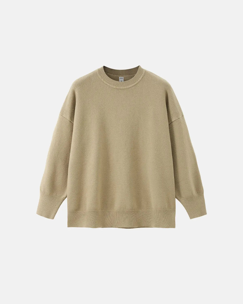 Inflation Streetwear crew neck knit sweater in soft, cozy fabric, featuring a classic design and neutral color.