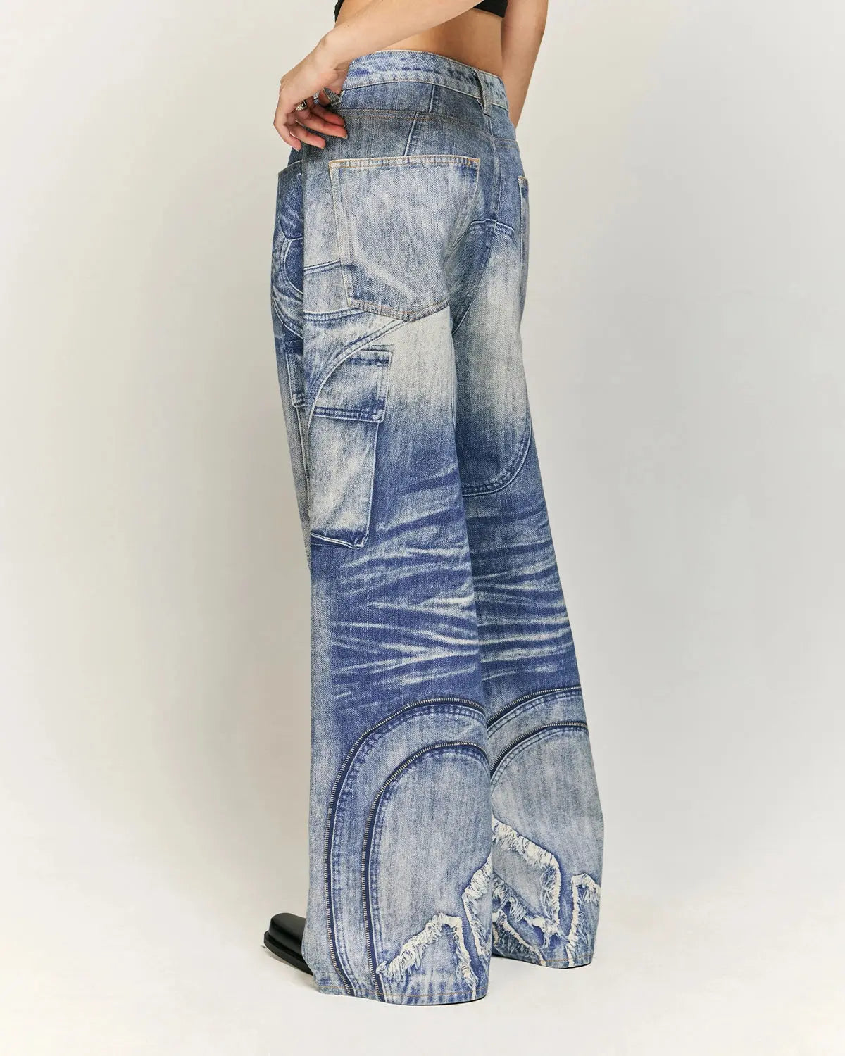 Digital printing denim jeans by INFLATION featuring bold, colorful streetwear-inspired design and classic jeans fit.