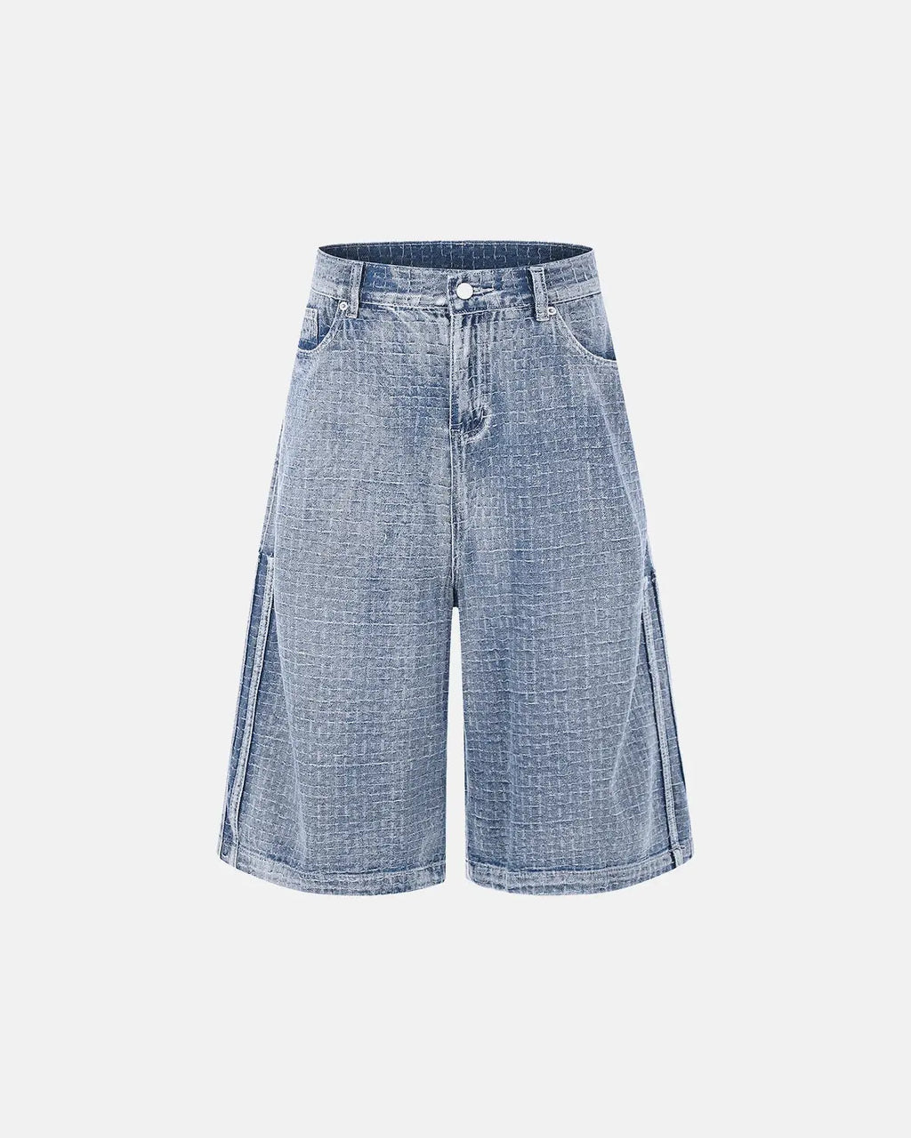 Baggy jorts with grid texture from Inflation Streetwear, showcasing their relaxed fit and trendy streetwear style.