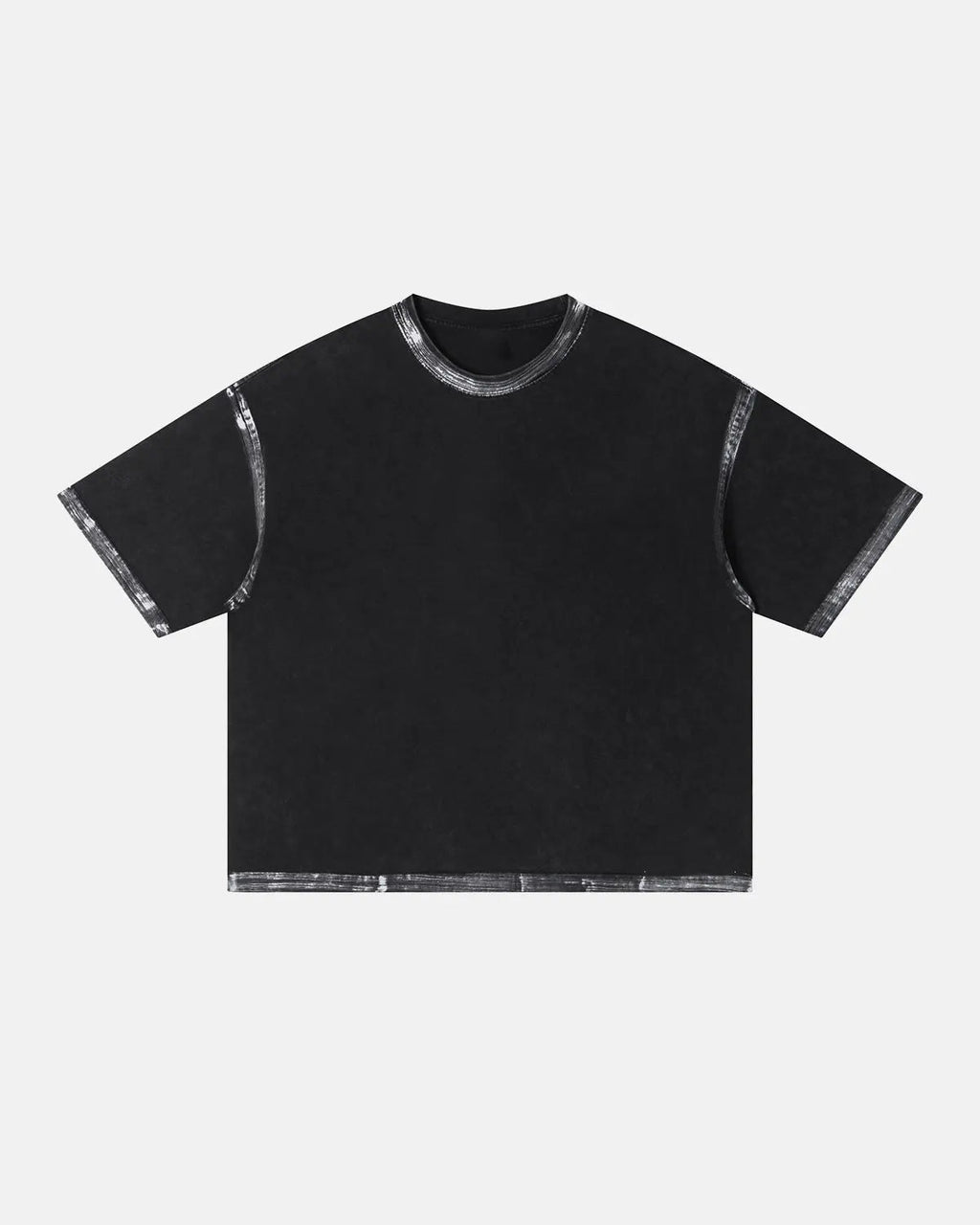 Inflation Streetwear Dirty Wash heavyweight boxy T-shirt with distressed denim-style finish, front graphic, and relaxed fit.
