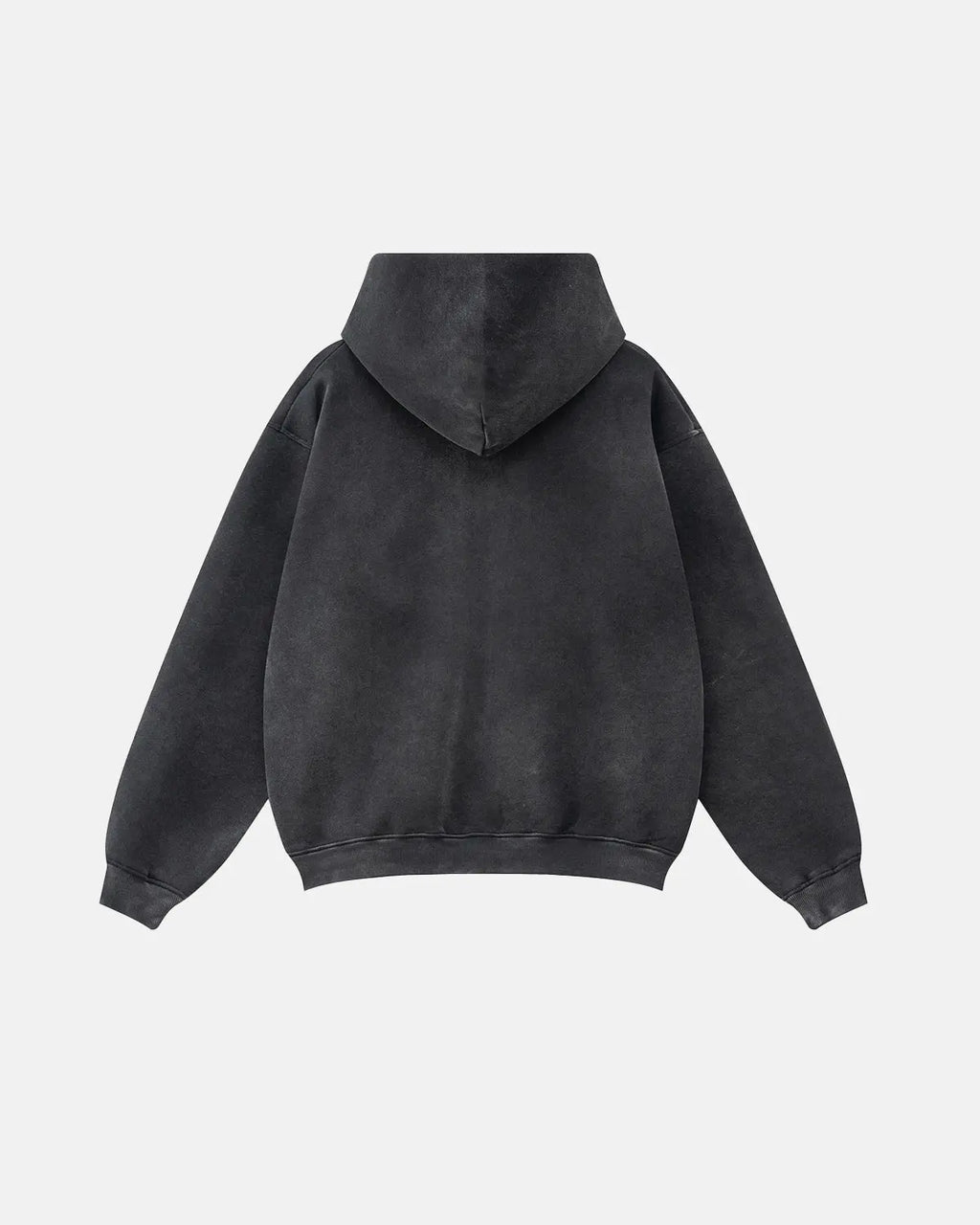 Graphic washed zip-up hoodie by Flation Streetwear featuring a casual fit and stylish design, displayed on a hanger.