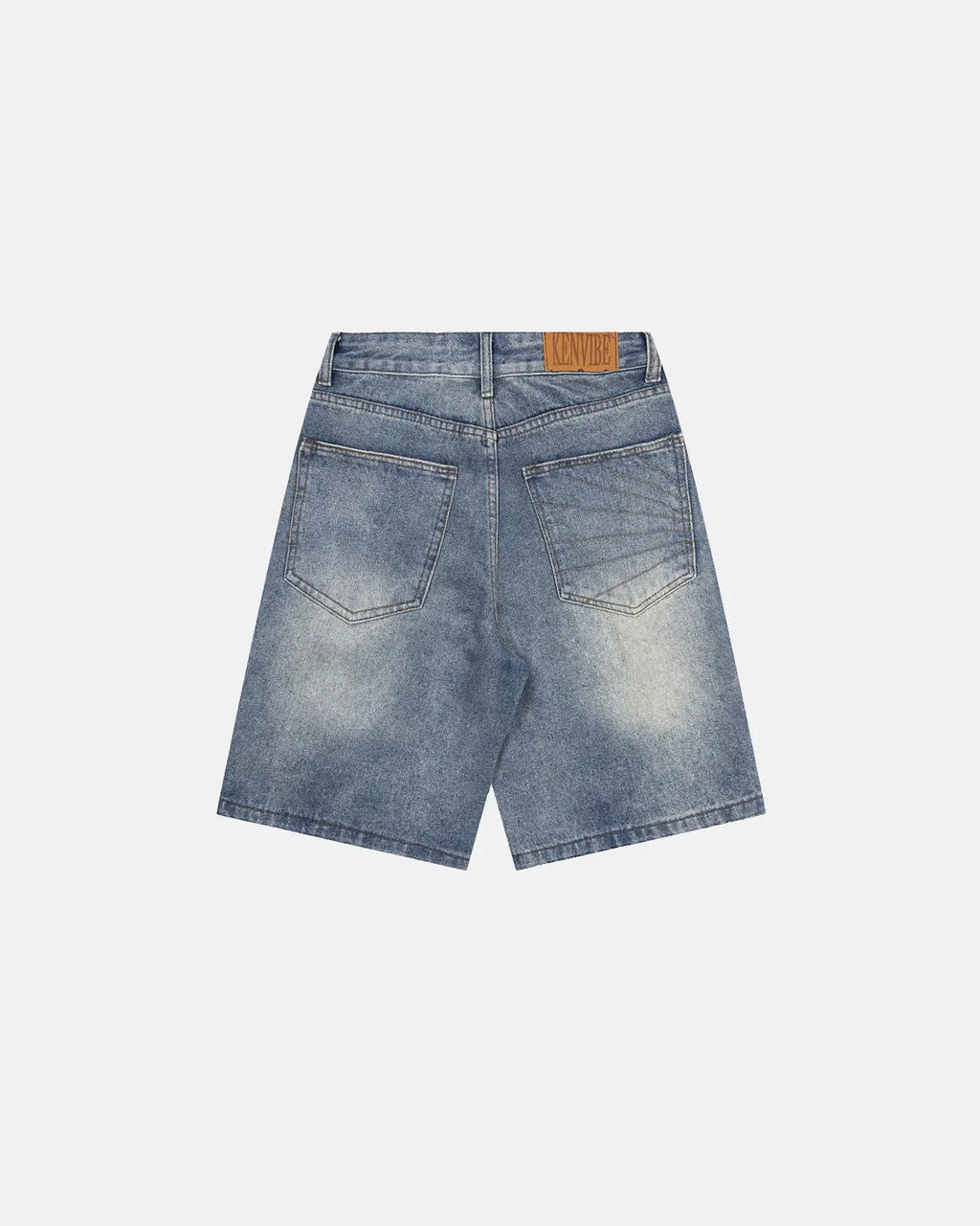 Vintage embroidered washed jorts by Flation, casual denim pants with colorful embroidery and distressed detailing