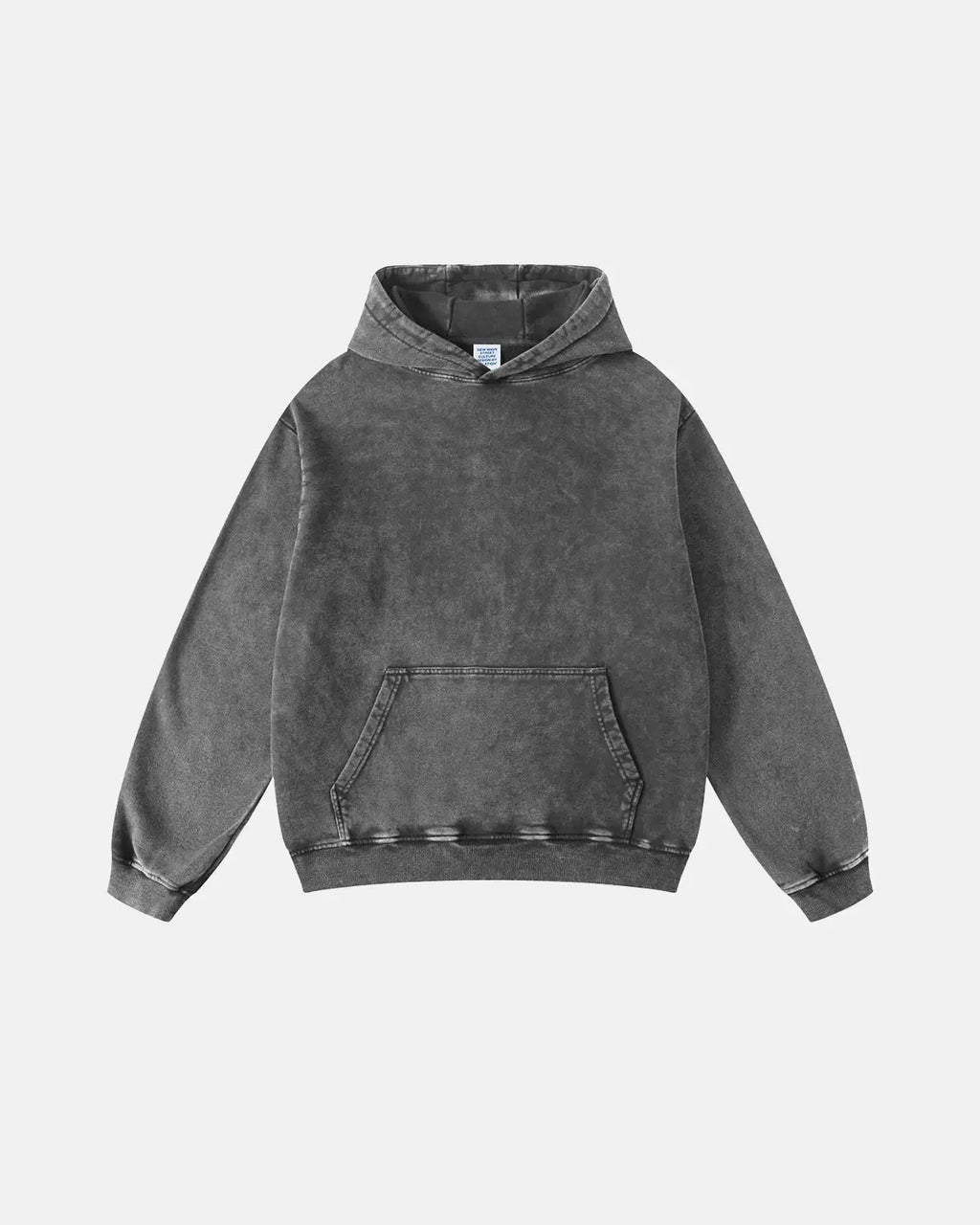 Acid washed French Terry hoodie by INFLATION featuring a relaxed fit, drawstring hood, and casual streetwear style.