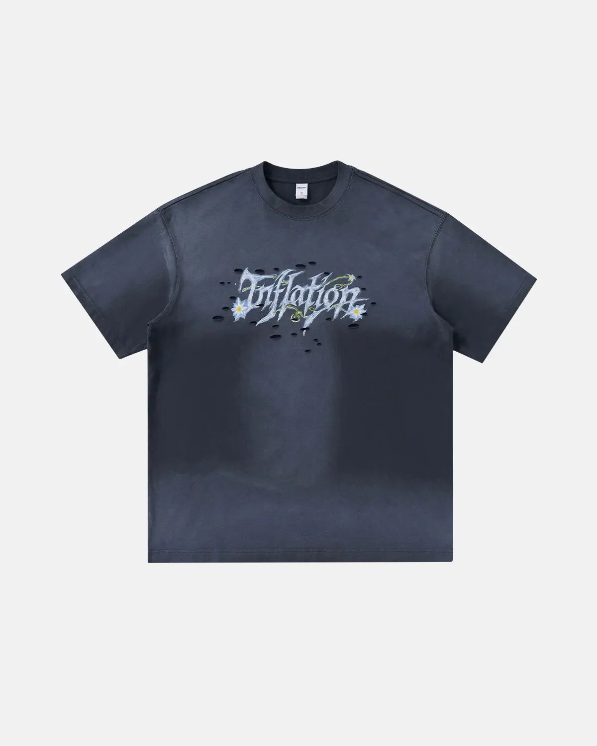 Inflation Streetwear Monkey Washed Ripped Graphic Tee featuring a distressed print and casual fit on a model.