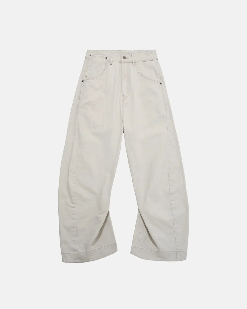 Flation Stitching Flare Baggy Jeans showing high-waisted fit and distressed detailing in a streetwear style.