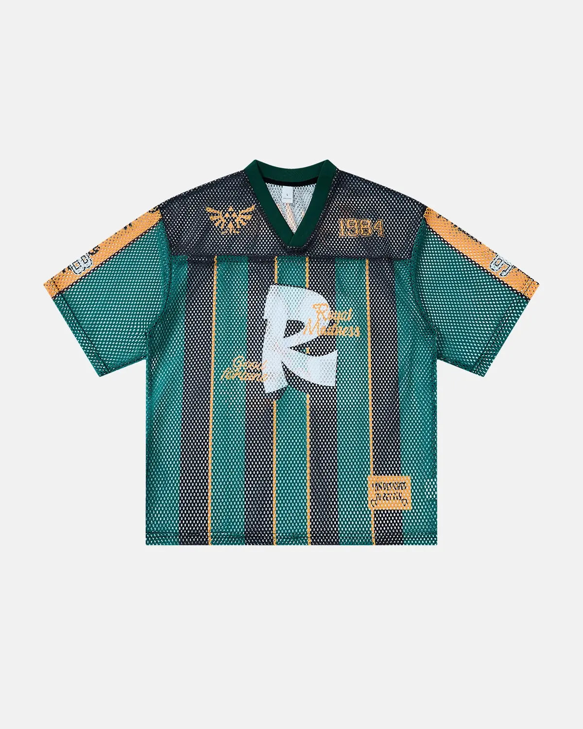 Vintage striped mesh jersey by INFLATION featuring breathable mesh fabric and bold streetwear-inspired style.