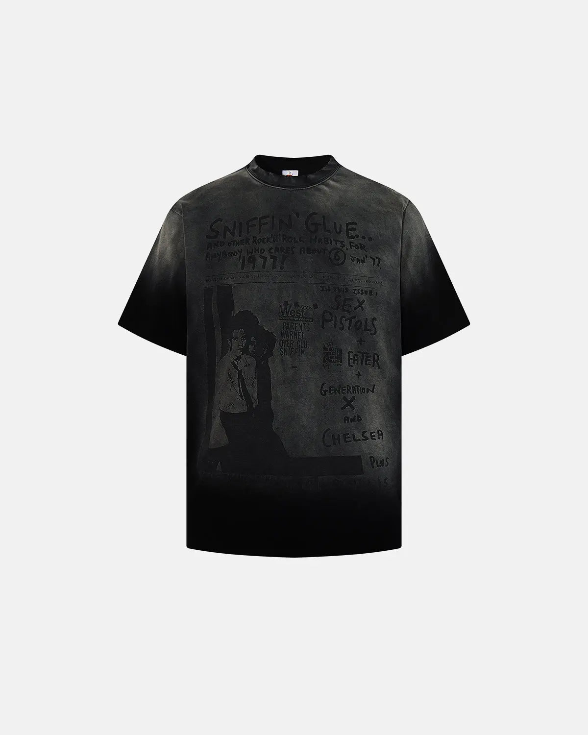 Inflation Streetwear Retro Graphic Faded Washed T-Shirt featuring vintage-style print and distressed look, casual streetwear style.