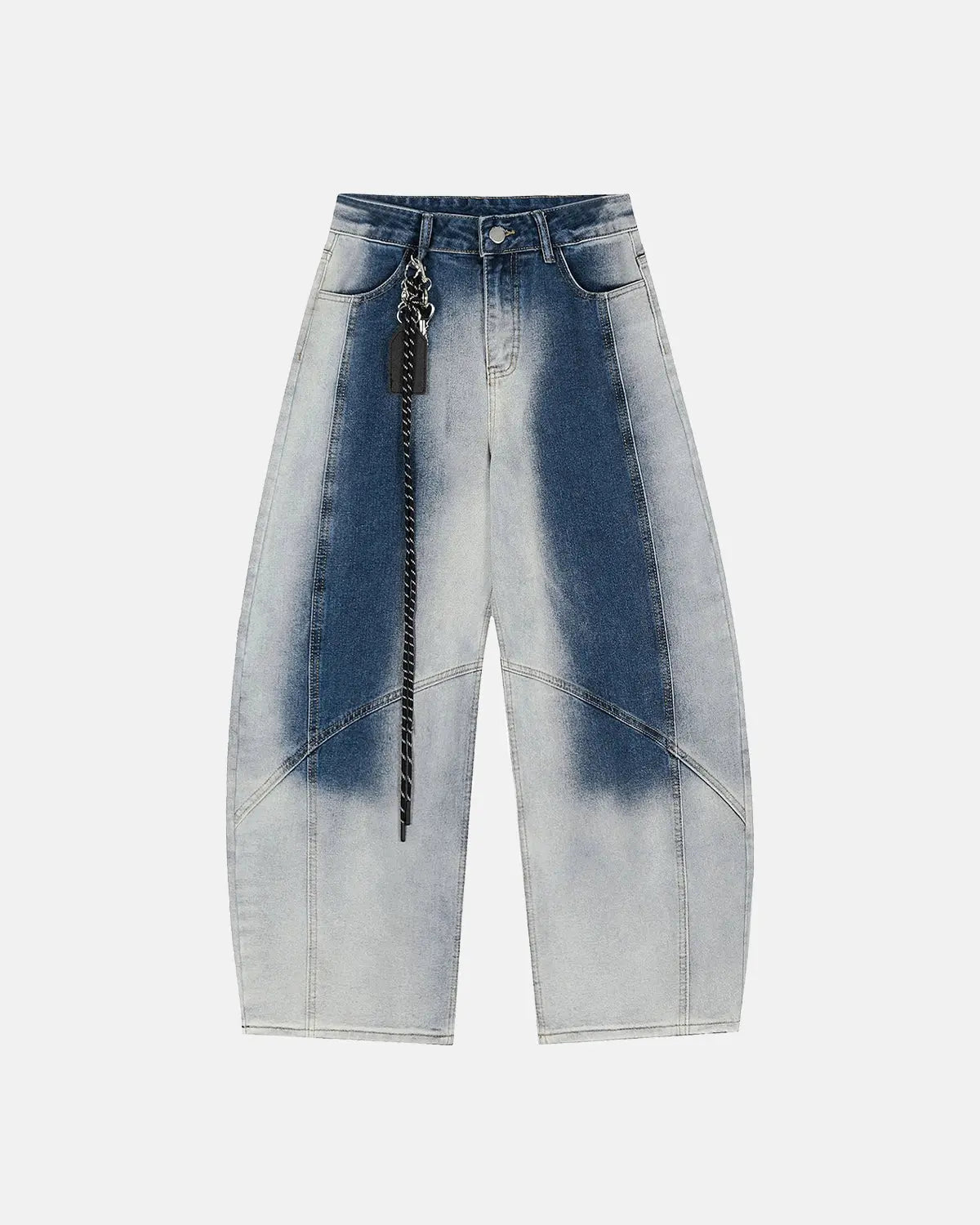 Flation Monkey Wash Baggy Barrel Jeans featuring relaxed fit, distressed denim, and classic streetwear style with monkey-themed design.