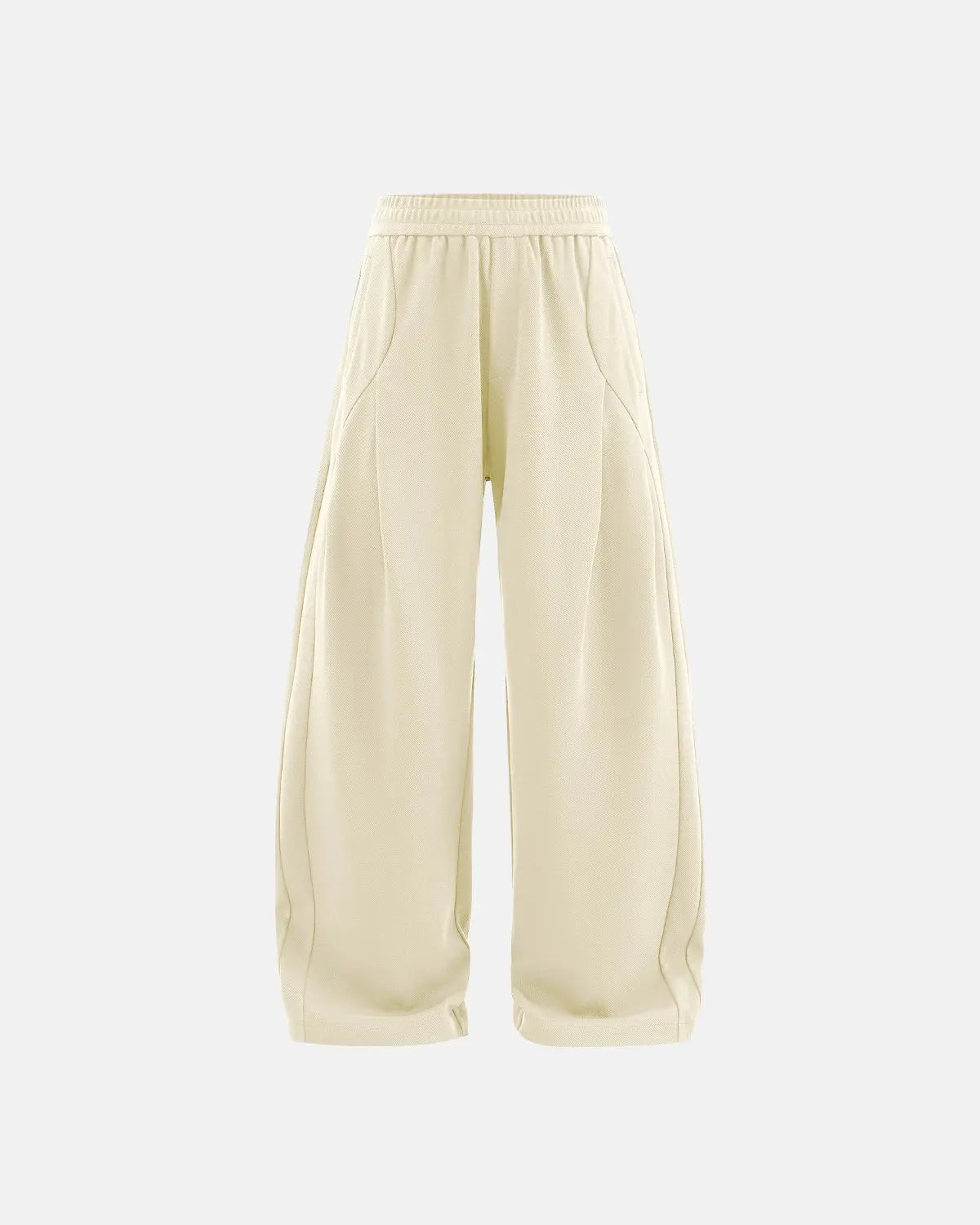 Deconstructed wide leg sweatpants by INFLATION featuring relaxed fit, layered design, and streetwear style in soft fabric.