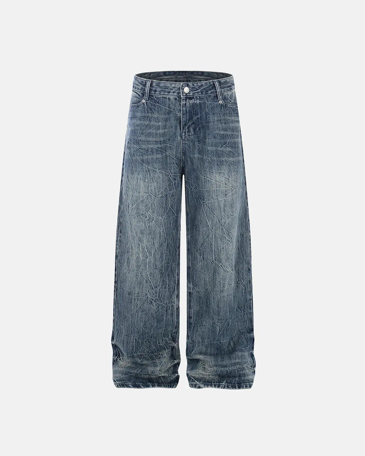 Inflation Streetwear textured wash baggy jeans with relaxed fit and distressed details, showcasing casual streetwear style.