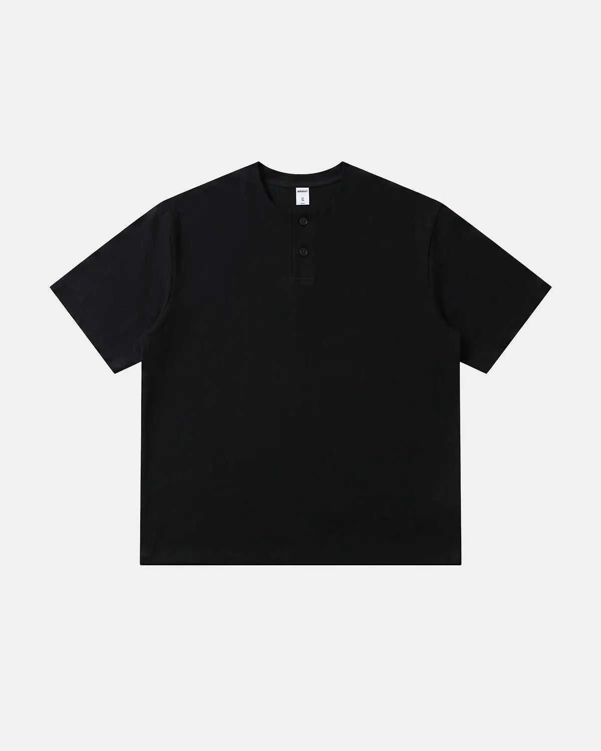 Old Money Henley Collar T-Shirt by INFLATION, casual men's T-shirt with a henley neckline, in a neutral fabric.