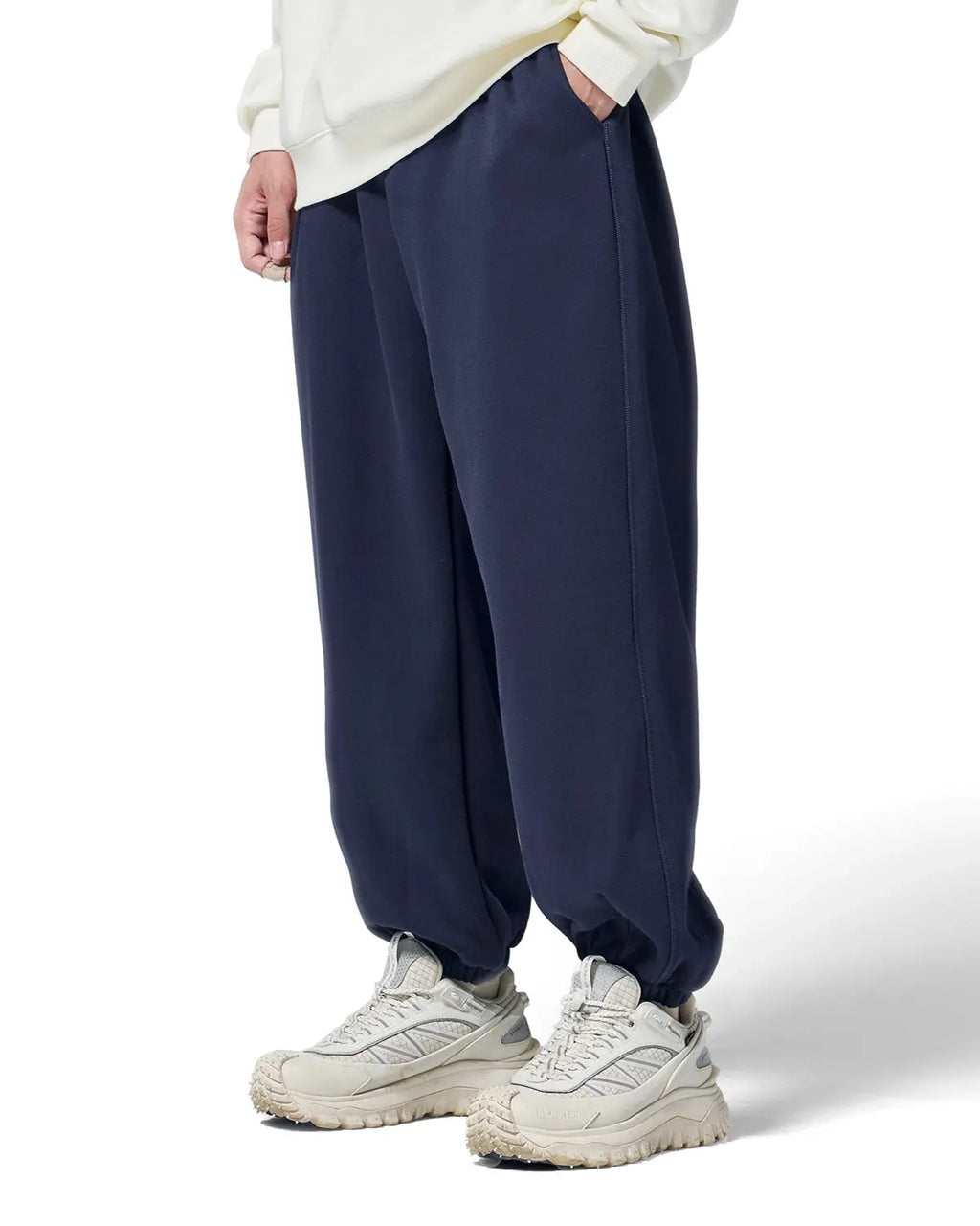 Gray relaxed fit cozy joggers from Inflation Streetwear, featuring a comfortable elastic waistband and casual style.