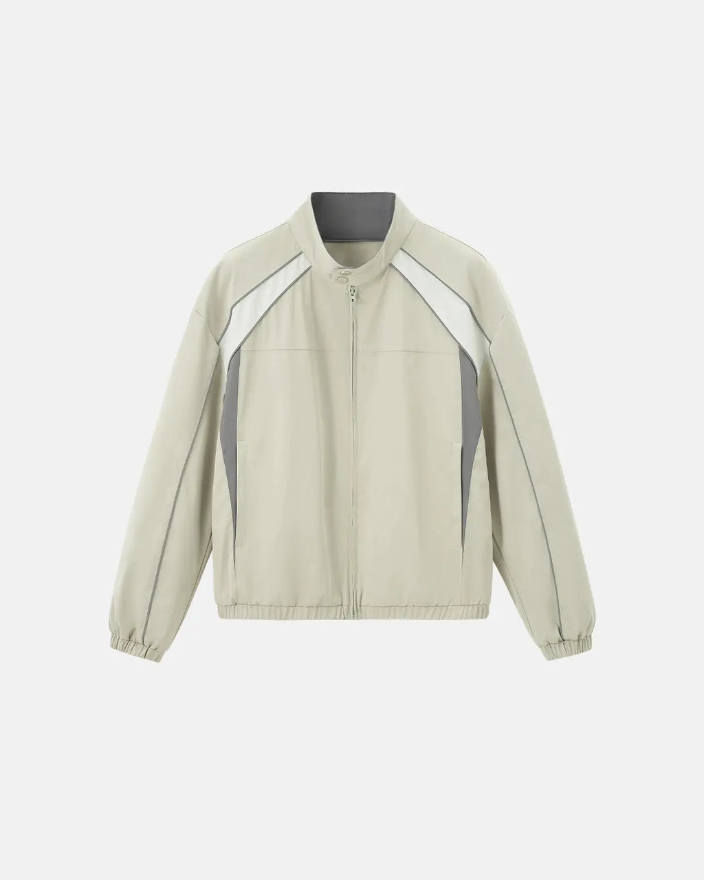 Reflective windbreaker track jacket by Flation, featuring a sleek streetwear design with reflective accents and lightweight material.