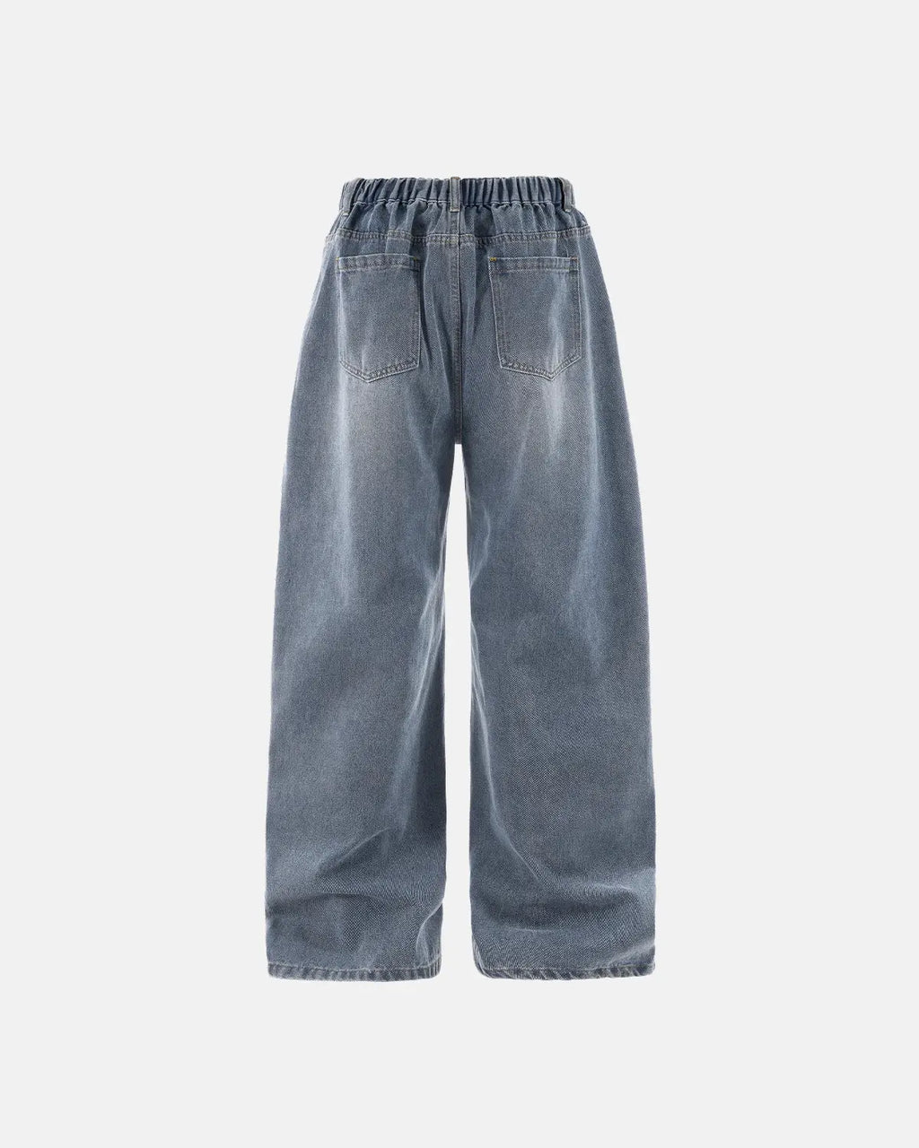 Acid wash Flation Streetwear baggy jeans with detachable bandana detail, relaxed fit and distressed style.
