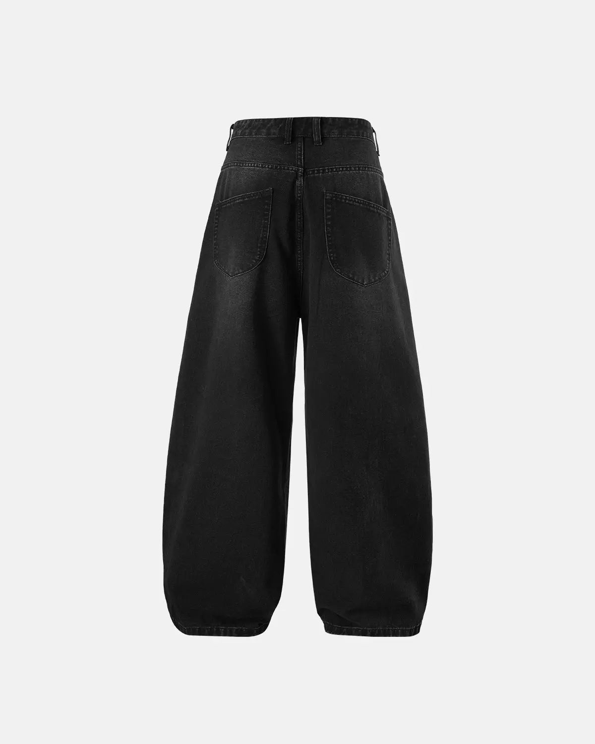 Acid washed super baggy jeans by Flation Streetwear, showing distressed denim with loose fit and relaxed style.