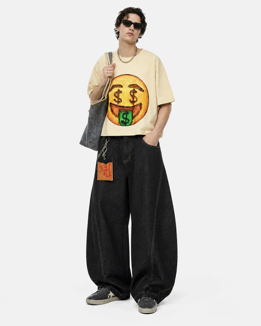Raw Color Super Baggy Jeans by Flation Streetwear, showcasing oversized denim with distressed details and a relaxed fit.