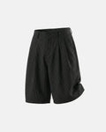 Inflation Streetwear pinstripe pleated tailored shorts, stylish pants with a high waist and fitted design, displayed on a hanger.