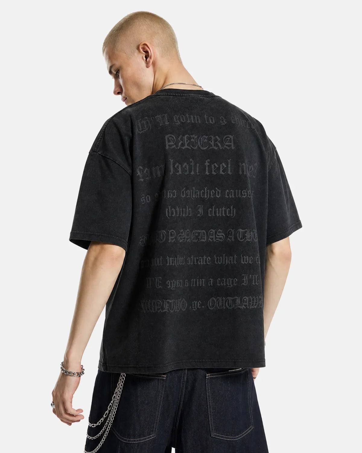 Inflation Streetwear puff print washed T-shirt featuring bold graphic design on soft cotton fabric.
