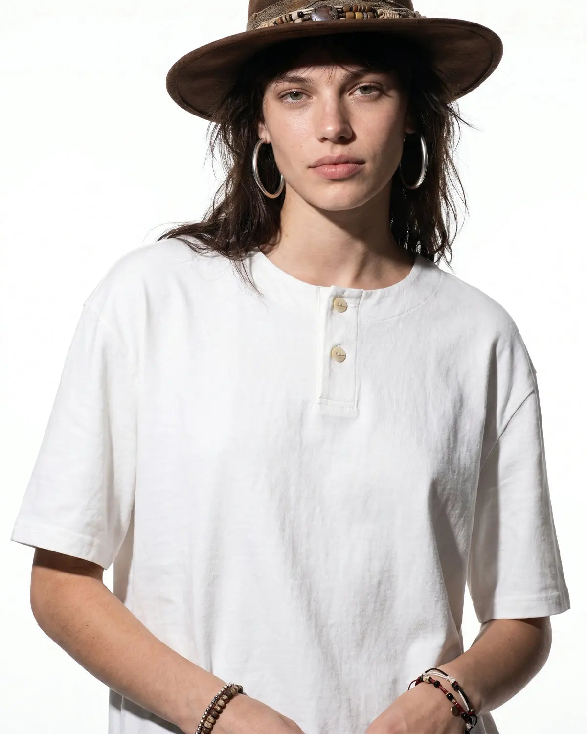 Old Money Henley collar T-shirt by INFLATION, casual men's top with a classic design and comfortable fit.