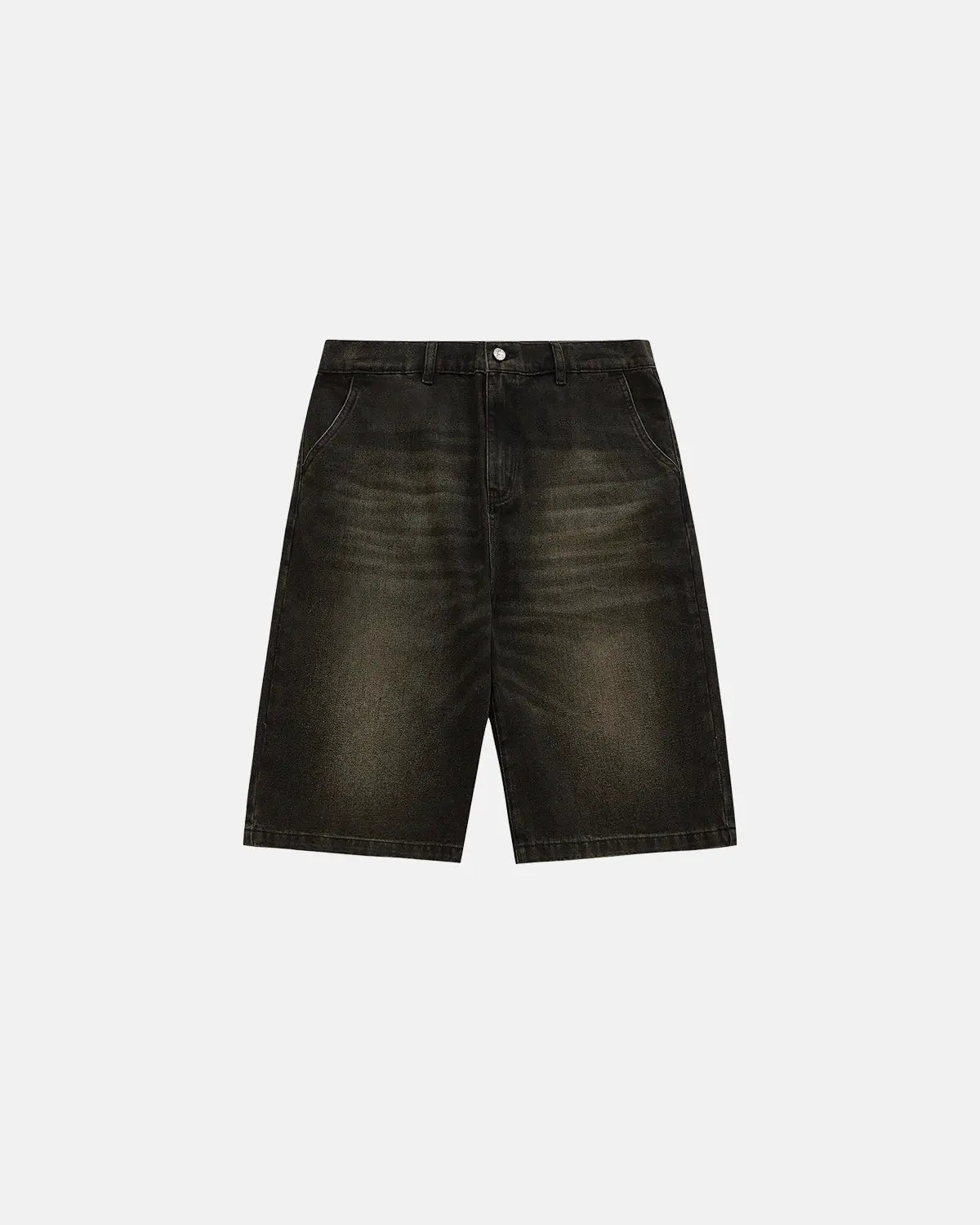 Retro washed denim jorts by INFLATION, stylish vintage-inspired jeans with a worn-in look and relaxed fit.