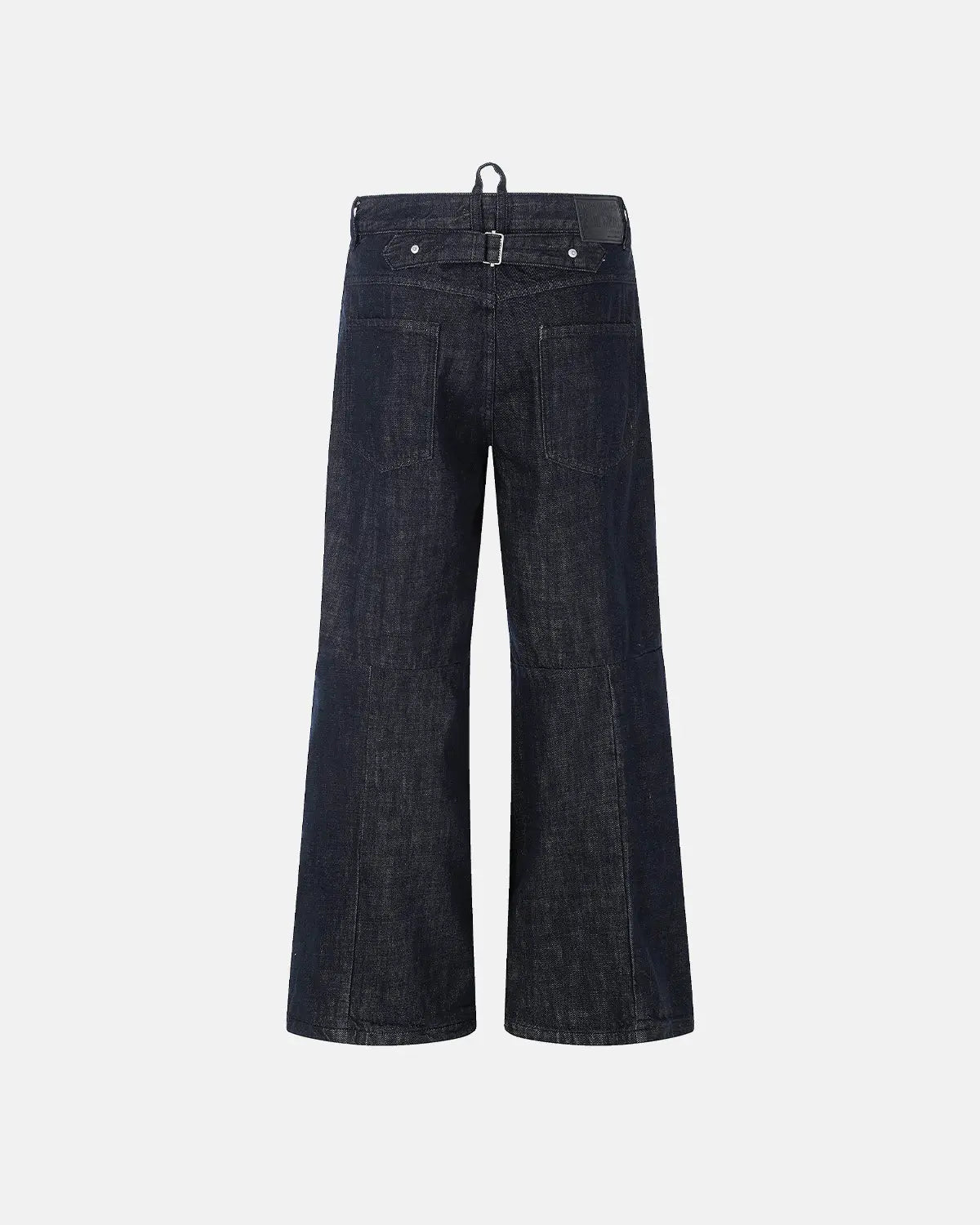 Inflation Streetwear Cinch Back Raw Baggy Jeans featuring a relaxed fit, raw denim, and cinched waist design.