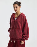 Distressed acid wash double zip hoodie from Flation Streetwear featuring a casual fit and unique worn-in style.