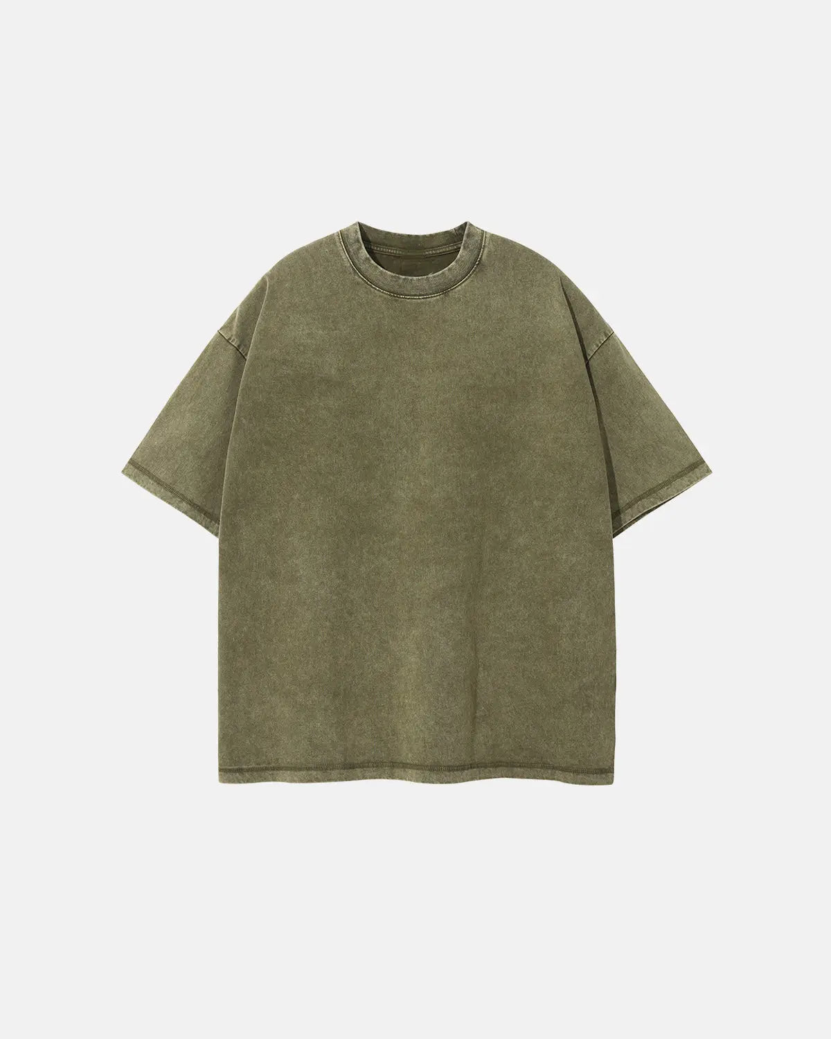 Wax washed mock neck T-shirt by INFLATION featuring a relaxed fit and streetwear style, shown in a close-up of fabric texture.