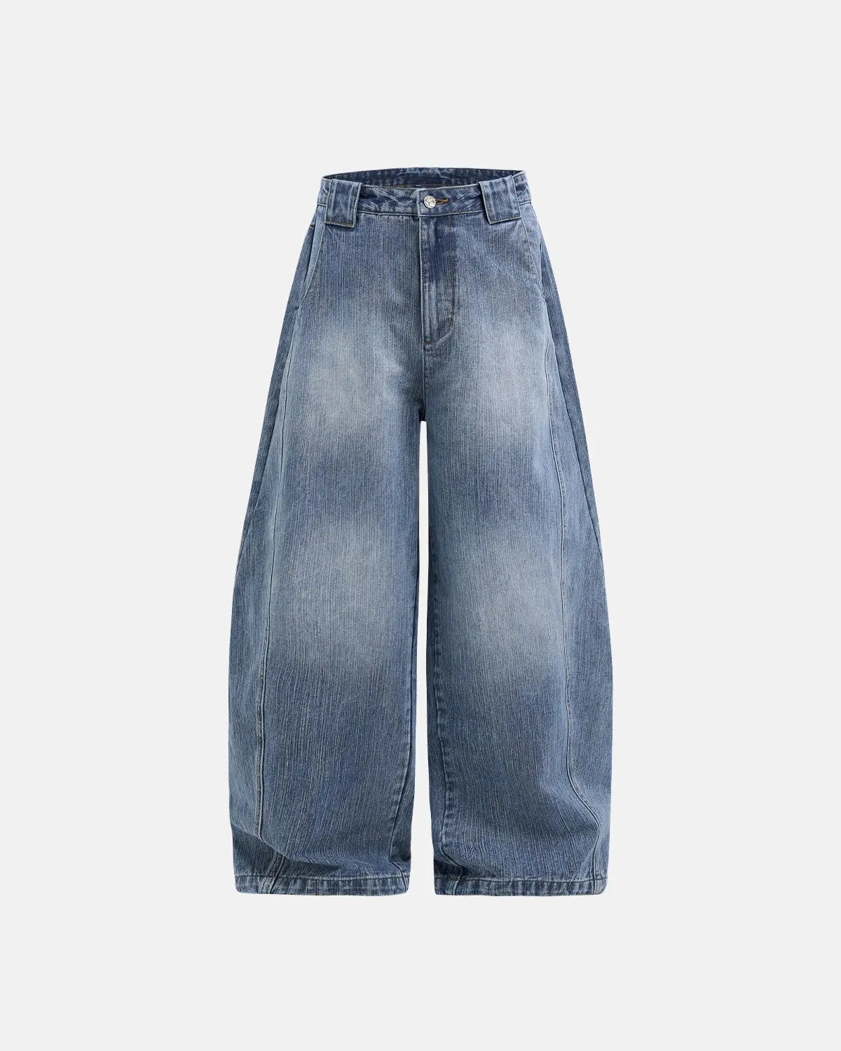 Bamboo weave barrel jeans by Inflation Streetwear, showcasing the textured bamboo fabric and relaxed fit design.