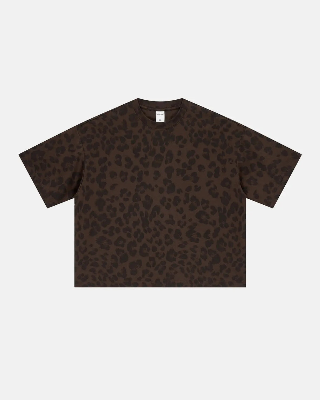 Leopard print boxy T-shirt from INFLATION Streetwear featuring a relaxed fit and bold animal pattern.