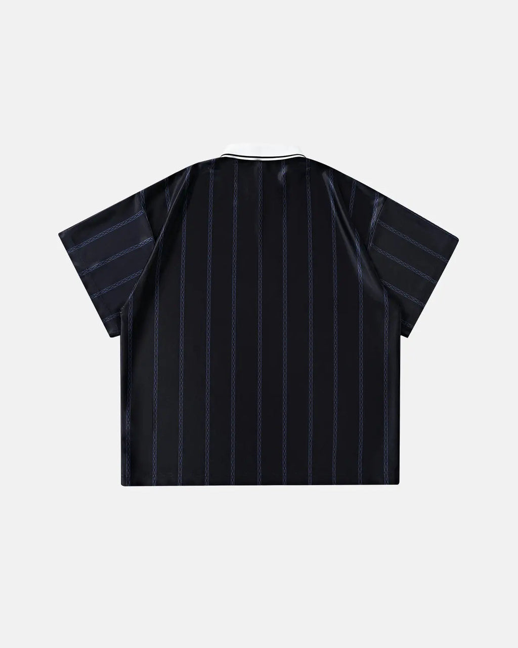 Vintage striped polo jersey by INFLATION featuring classic design and multicolored horizontal stripes on soft fabric.