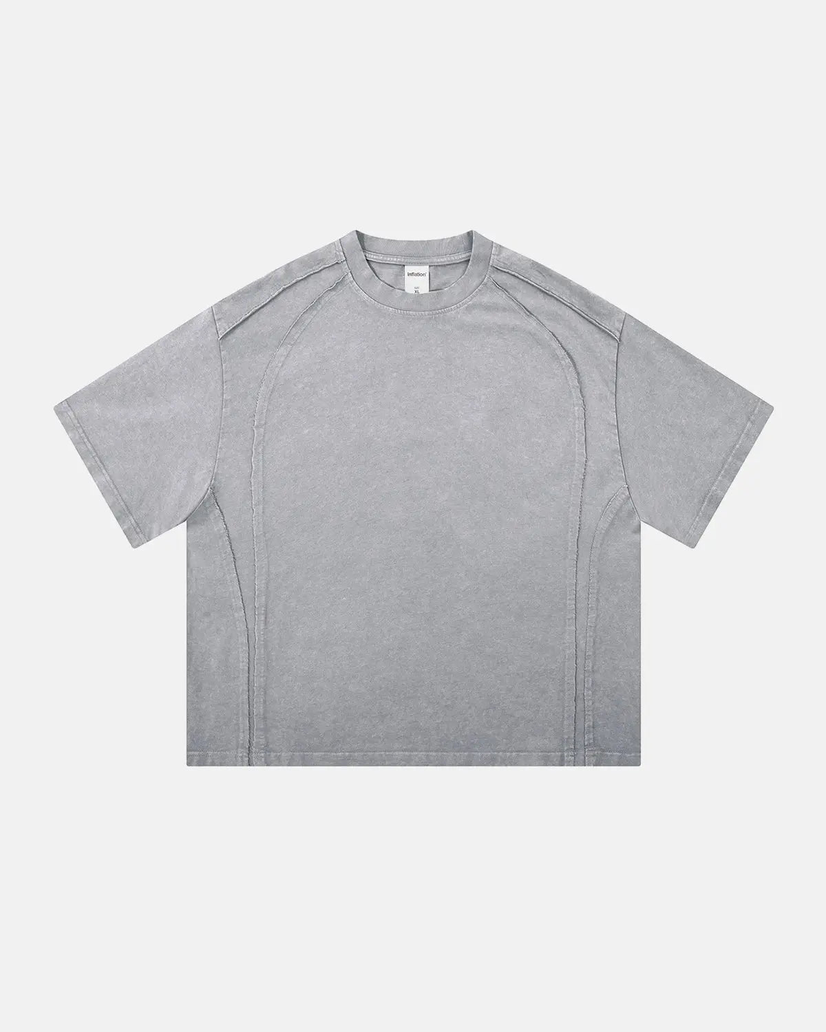 Acid wash boxy fit T-shirt by INFLATION featuring a relaxed streetwear style and trendy distressed fabric.