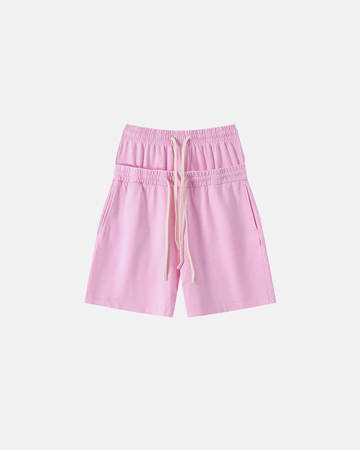 Inflation double waist acid wash sweat shorts with relaxed fit and stylish design, perfect for streetwear fashion.