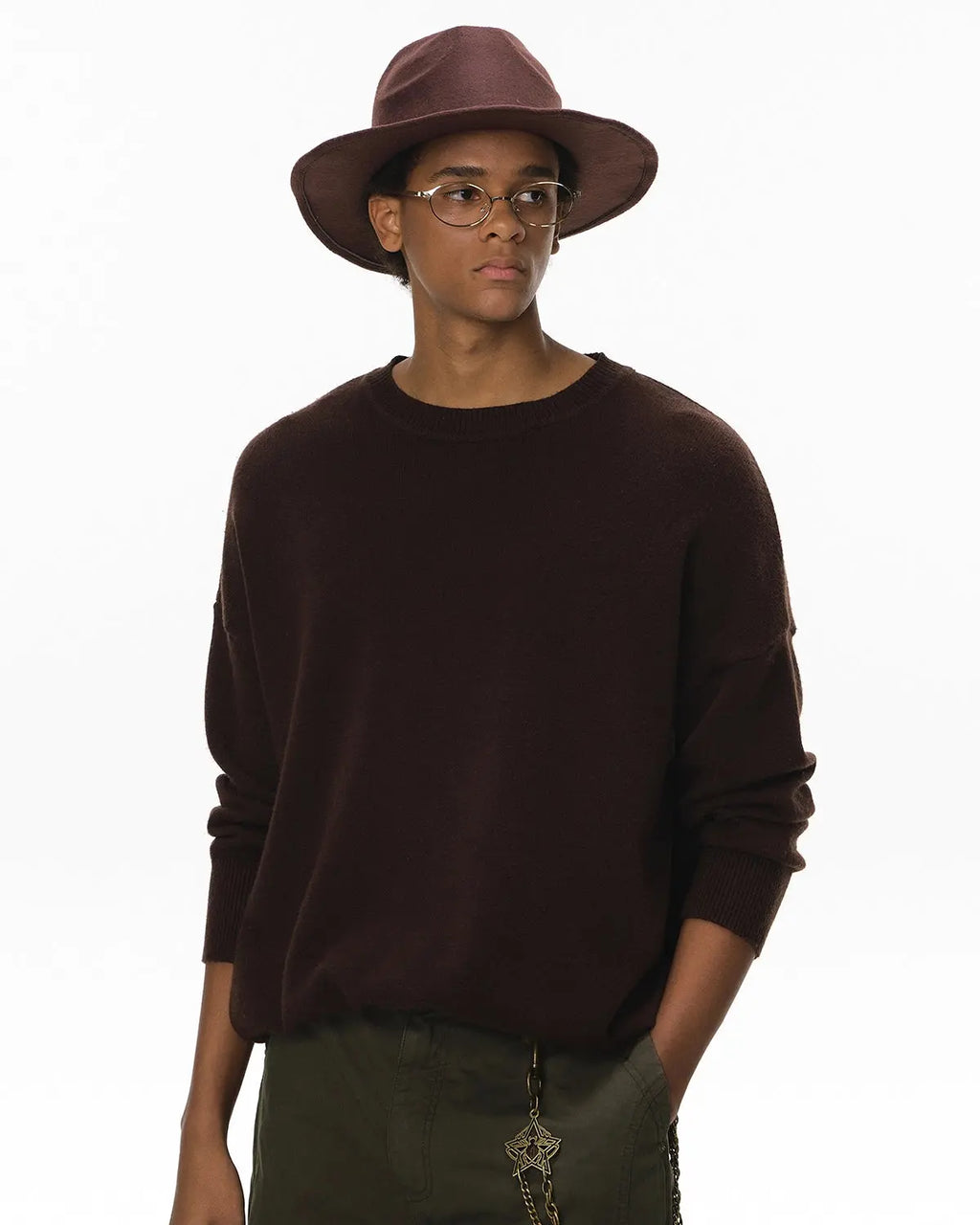 Inflation Streetwear crew neck knit sweater in soft, cozy fabric, featuring a classic design and ribbed cuffs and hem.