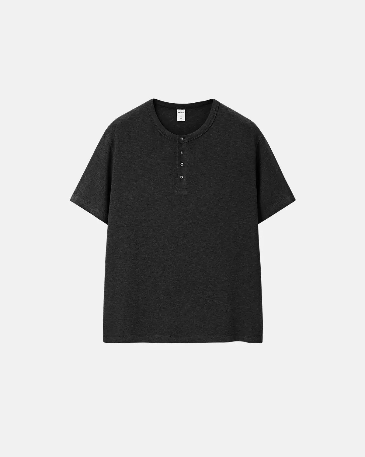 Old Money Relaxed Henley T-Shirt by INFLATION, casual men's T-shirt in soft fabric with a relaxed fit and button collar.