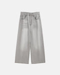 Washed distressed baggy jeans by Flation featuring a relaxed fit, ripped details, and a casual streetwear style.
