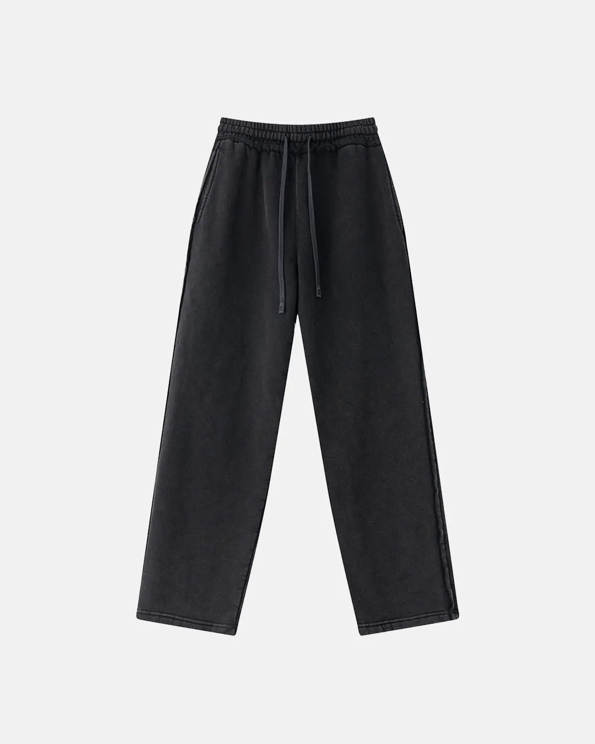 Light blue patchwork straight-leg sweatpants by Flation Streetwear, featuring a relaxed fit and casual streetwear style.