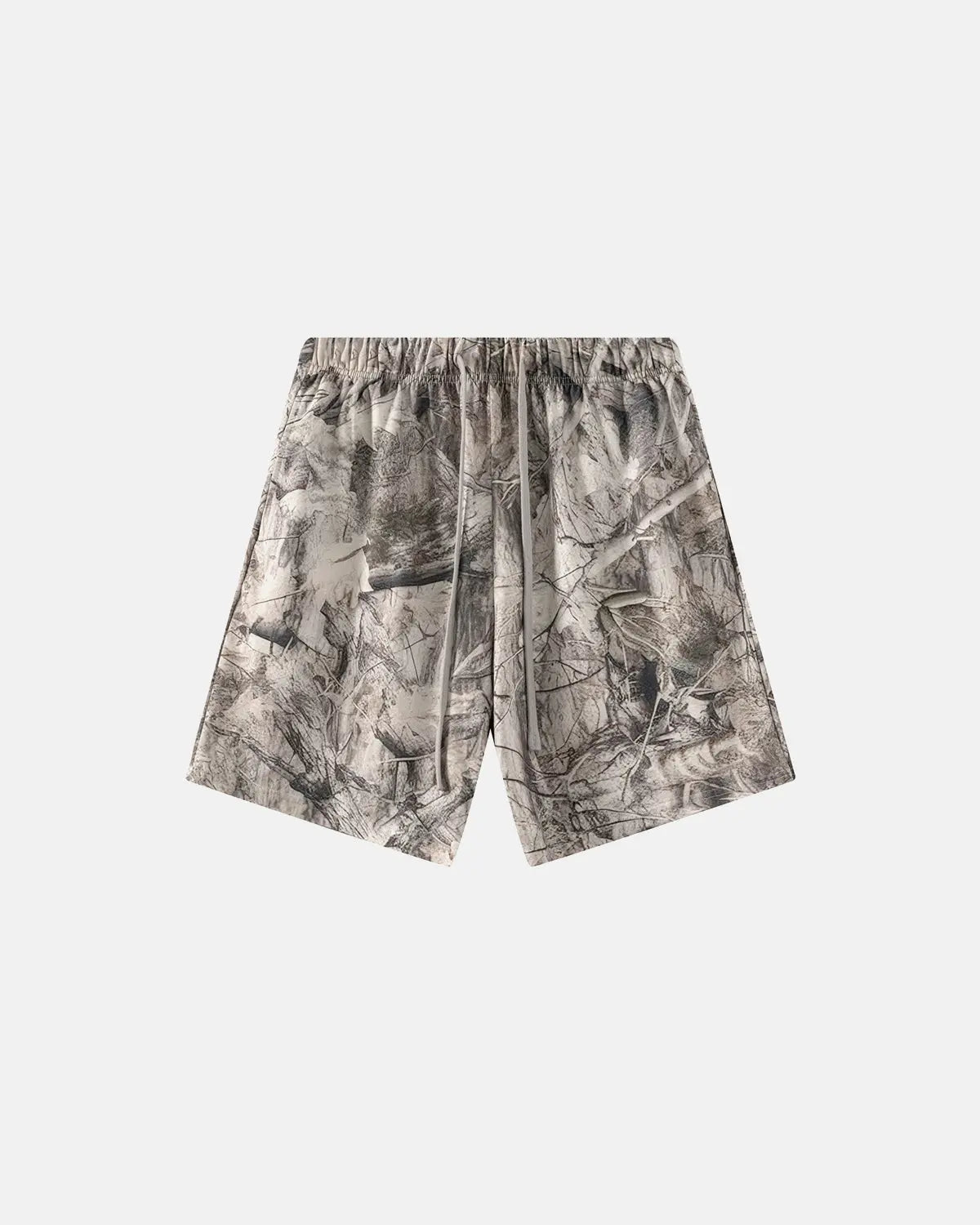 Inflation Streetwear Realtree camo shorts, men's tactical pants with camouflage pattern, casual outdoor apparel, front view.